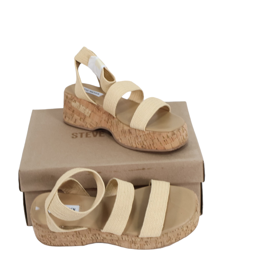 STEVE MADDEN Womens Sashes Raffia Flatform Sandals