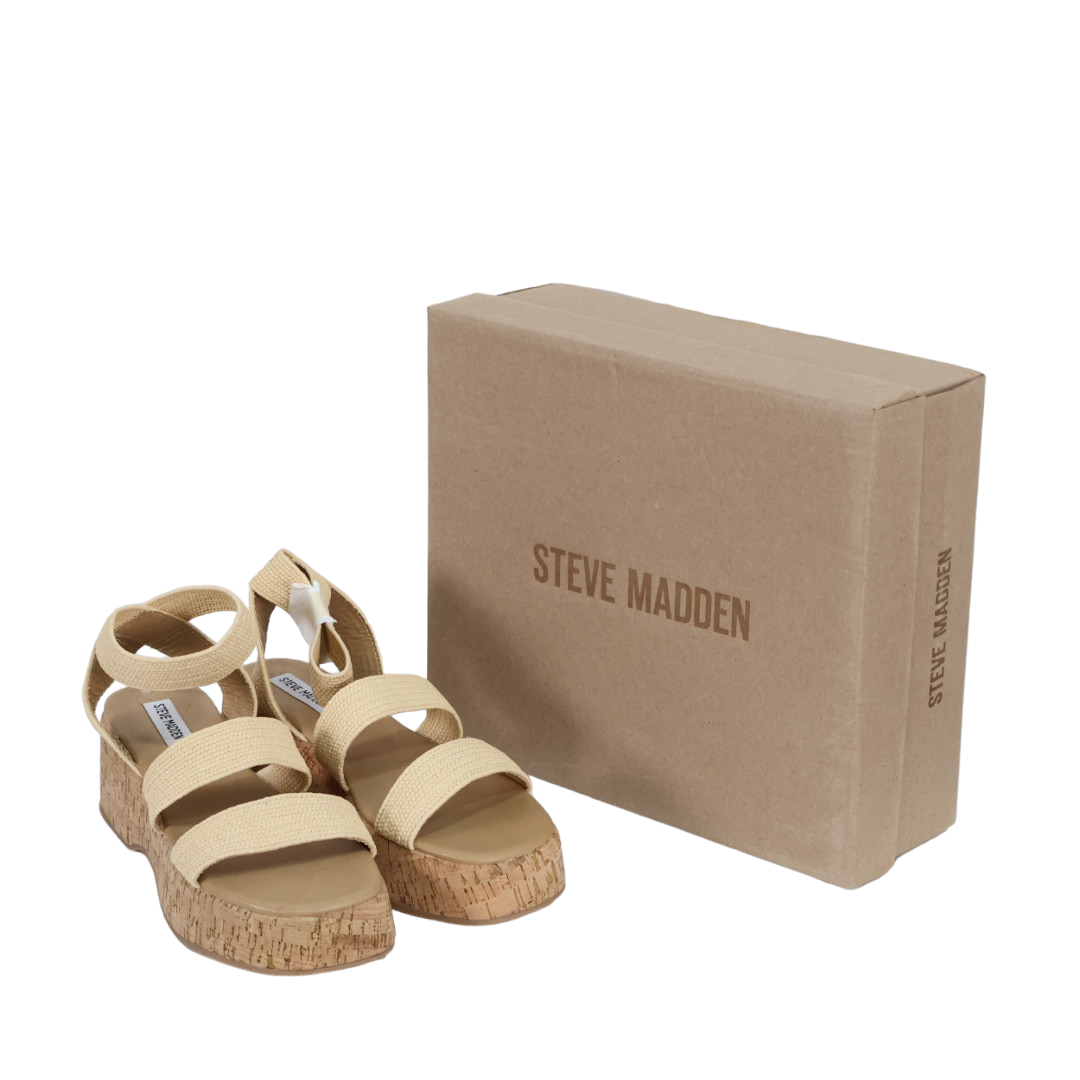 STEVE MADDEN Womens Sashes Raffia Flatform Sandals