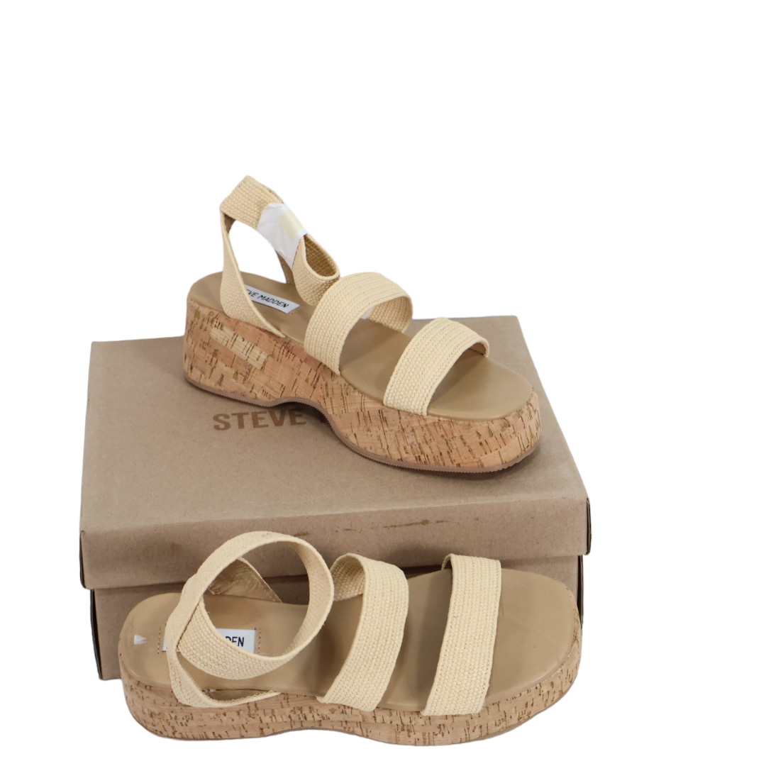 STEVE MADDEN Womens Sashes Raffia Flatform Sandals