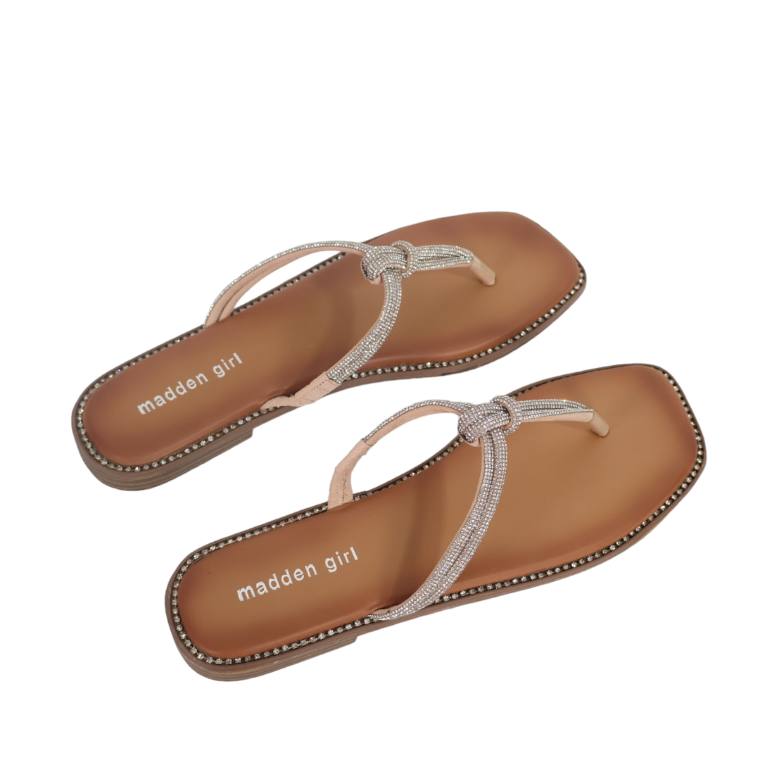 MADDEN GIRL Hollis T-Strap Knotted Rhinestone Sandals