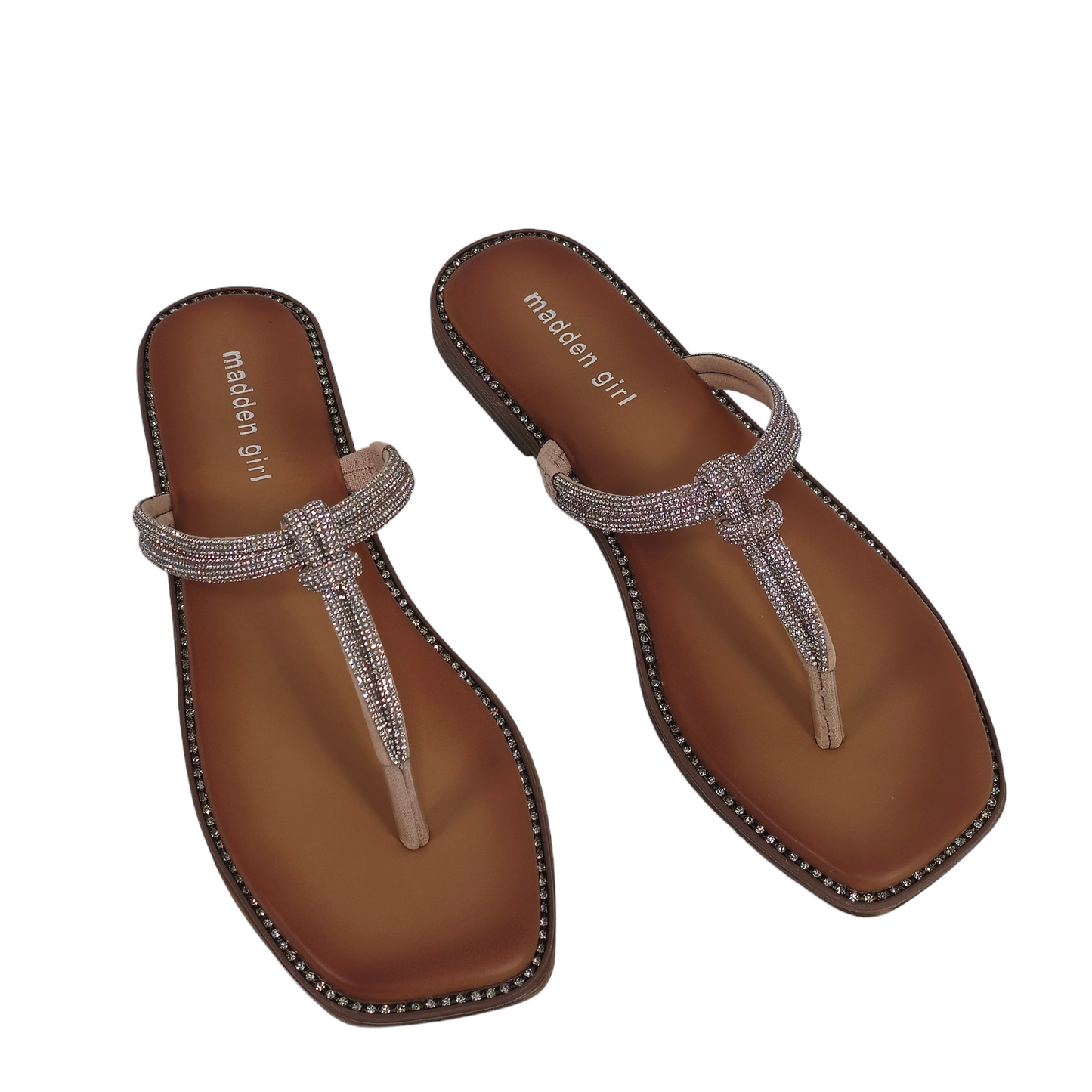 MADDEN GIRL Hollis T-Strap Knotted Rhinestone Sandals