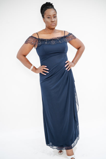 XCAPE "Cora" Sheer Matte Jersey Side Ruched Gown