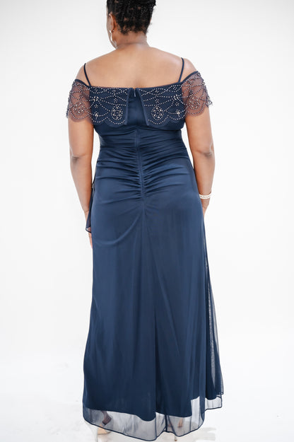 XCAPE "Cora" Sheer Matte Jersey Side Ruched Gown