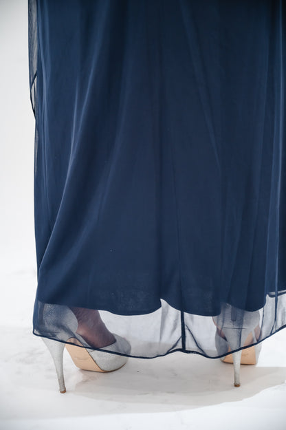 XCAPE "Cora" Sheer Matte Jersey Side Ruched Gown