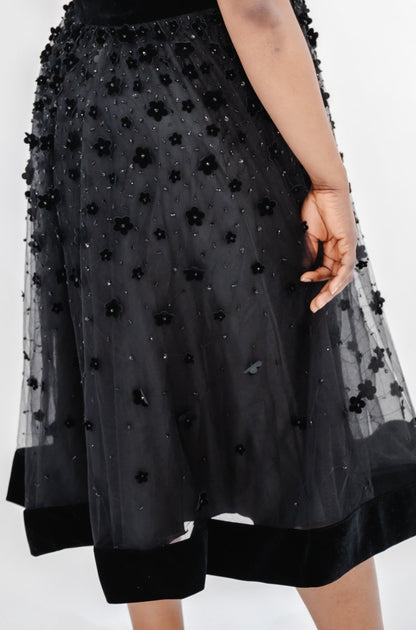 Mac Duggal Flare Sleeve Floral Appliques Dress