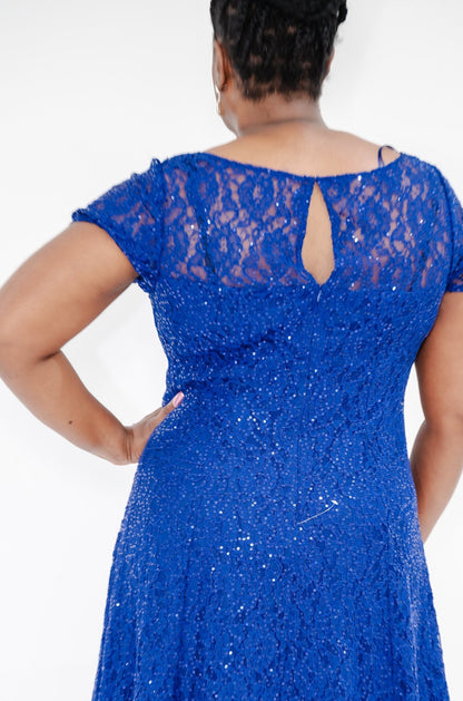 SLNY Fashions Sequined Lace Midi Dress